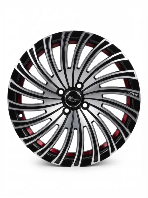 Llanta FC2012 Aro 16 Ancho 6.5 4/100 ET 25 Black Machine Face + Inner Red Lip