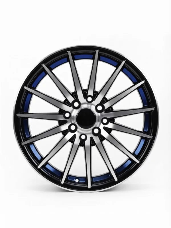 Llanta FC1502 Aro 15 Ancho 6.5 4/100/114.3 ET 38 Black Machine Face + Inner Blue Lip